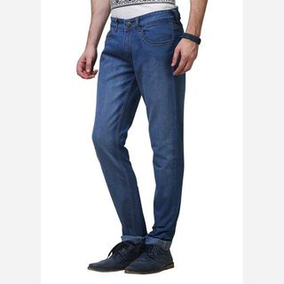 mens cotton polyester blue jeans
